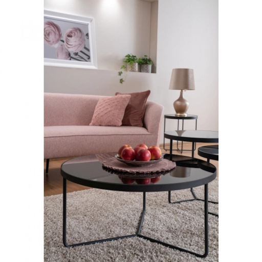 Artemida dohányzóasztal szett Fekete - Szürke 80 cm