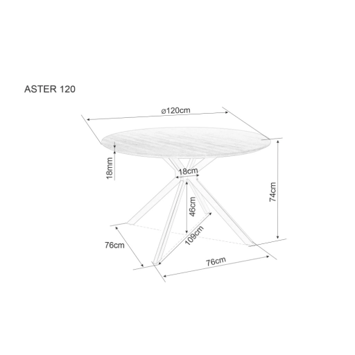 Aster étkezőasztal tölgy fekete 120cm
