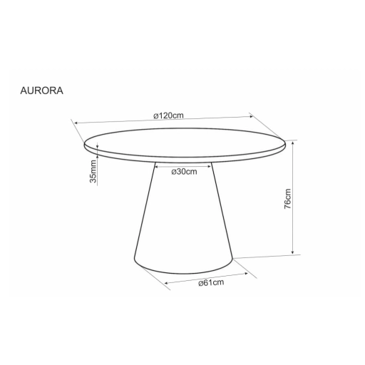 Aurora Kerek Étkezőasztal 120cm világosszürke