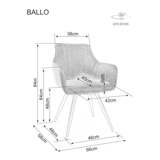 Ballo Leo szövet étkezőszék sötétbézs forgatható üléssel