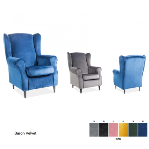 Baron Velvet fotel szürke