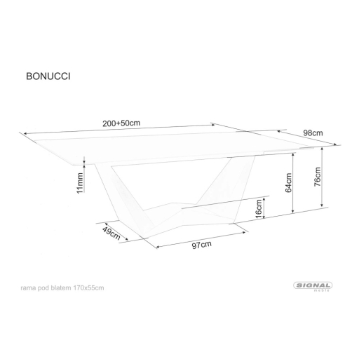 Bonucci bővíthető étkezőasztal fehér 200-250cm