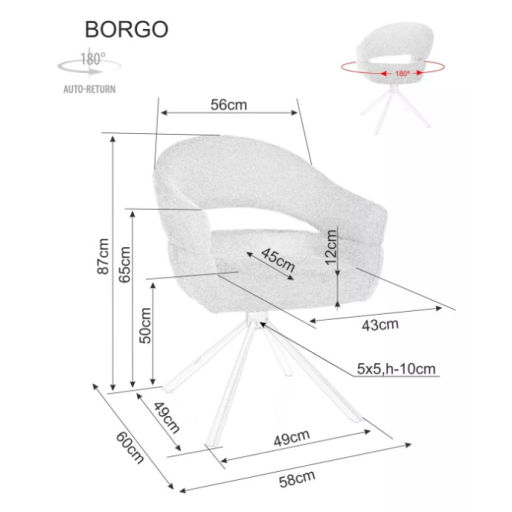 Borgo Leo forgatható étkezőszék világosbézs
