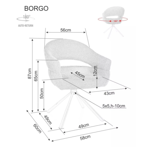 Borgo Raven forgatható étkezőszék bézs