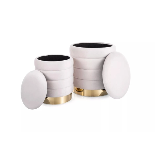 Britta bársony puff - világos bézs