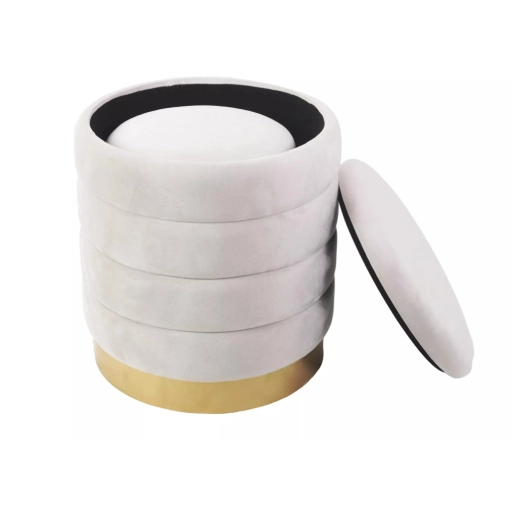 Britta bársony puff - világos bézs