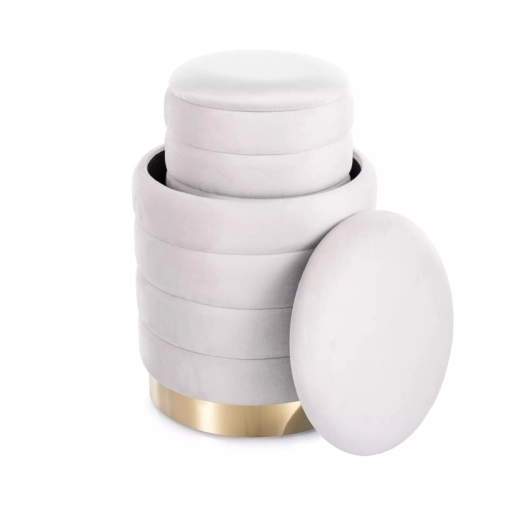 Britta bársony puff - világos bézs