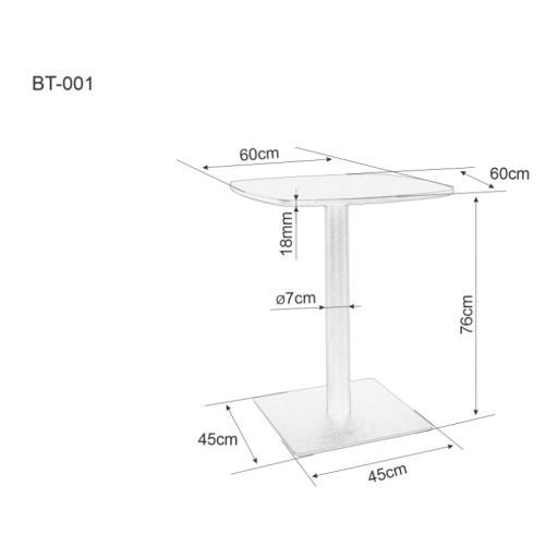 BT-001 kerek bárasztal fekete 60 cm