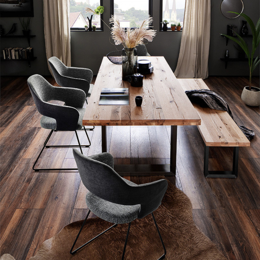 CASTELLO Antikolt Tömör Tölgyfa Étkezőasztal antracit lábbal 260x100cm