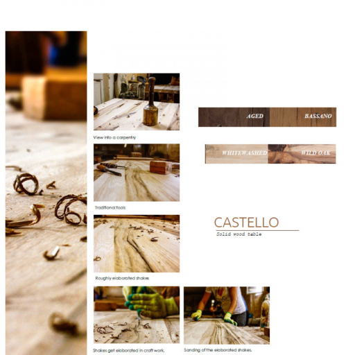 CASTELLO Antikolt Tömör Tölgyfa Étkezőasztal antracit lábbal 260x100cm