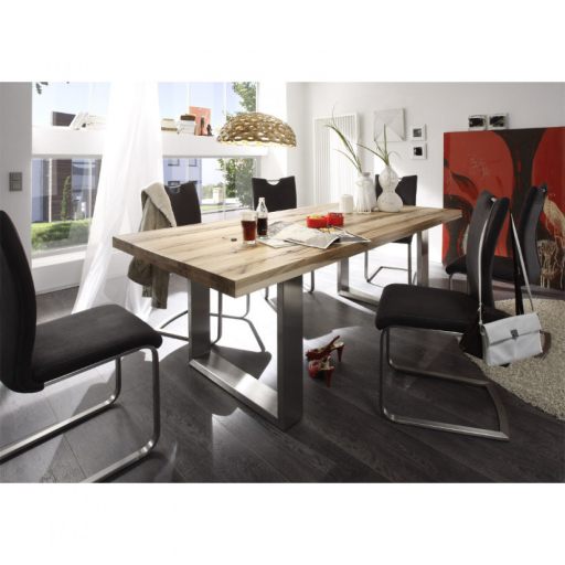 CASTELLO Antikolt Tömör Tölgyfa Étkezőasztal antracit lábbal 260x100cm