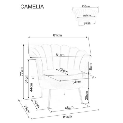 Camellia 1 bársony fotel bézs