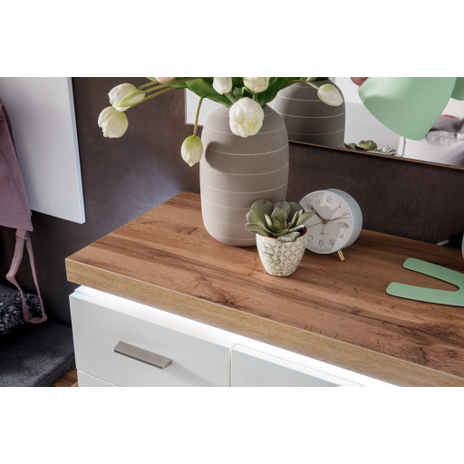 Cali 2 ajtós komód fehér - wotan tölgy