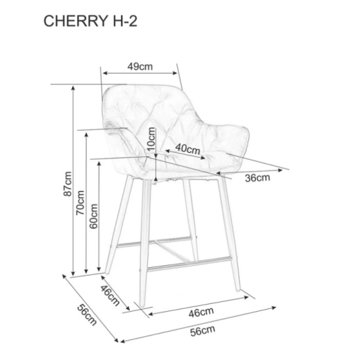 Cherry H2 alacsony bársony bárszék bézs
