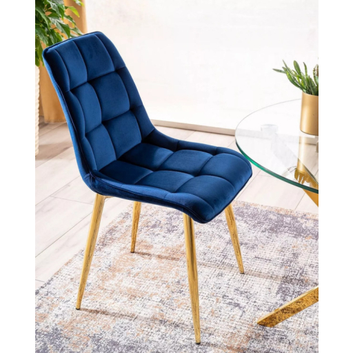 Chic étkezőszék bársony arany-sötétkék