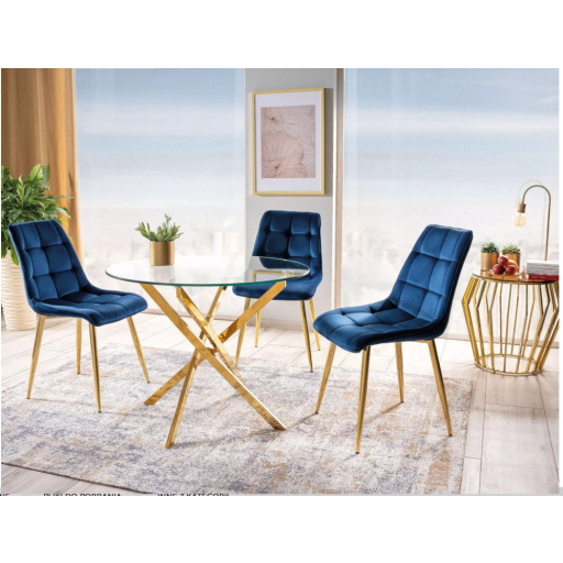 Chic étkezőszék bársony arany-sötétkék
