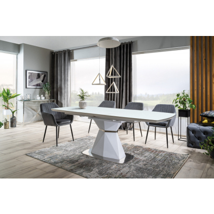 Cortez bővíthető étkezőasztal matt fehér asztallappal 160-210cm