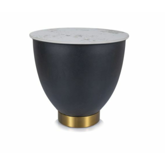 Ciprus B kerek dohányzóasztal fehér/fekete 48x45 cm