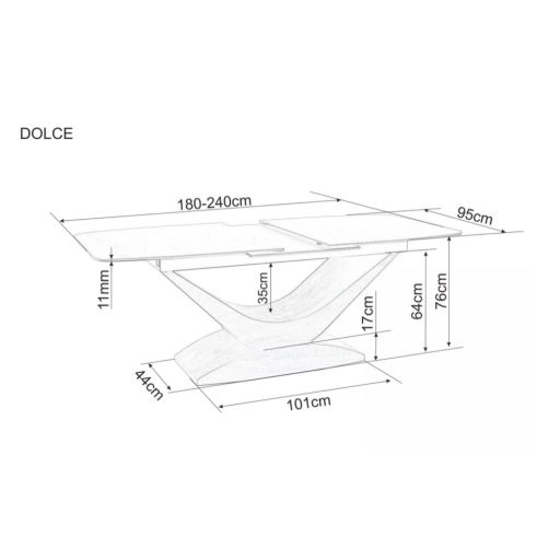 Dolce bővíthető kerámia étkezőasztal 180-240 cm