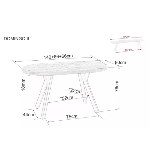 Domingo II bővíthető étkezőasztal tölgy 140-272cm