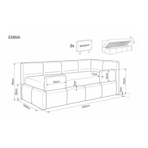 Emma Raven ágyneműtartós ágy bézs 90x200cm