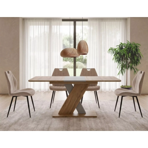 Exel kihúzható asztal tölgy/ezüst 140-180cm