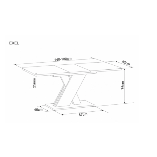 Exel kihúzható asztal tölgy/ezüst 140-180cm