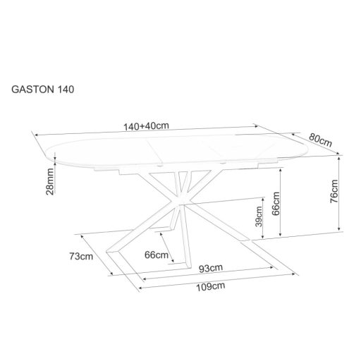 Gaston bővíthető kerámia étkezőasztal fehér 140-180cm