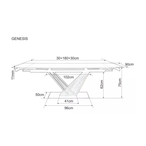 Genesis bővíthető étkezőasztal fehér 180-240 cm