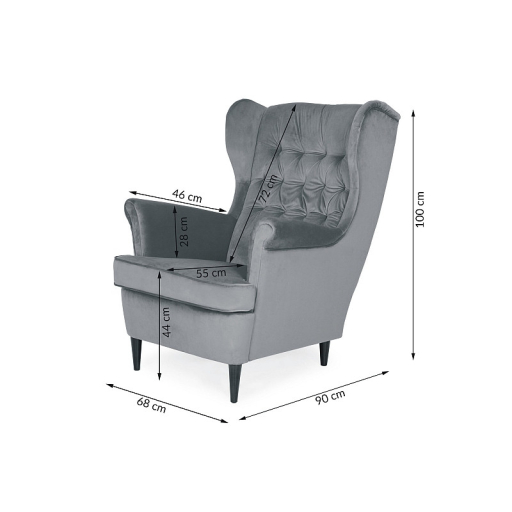 Harry Velvet fotel szürke
