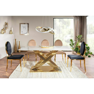 Hermes kerámia étkezőasztal fehér/arany 160x90 cm 