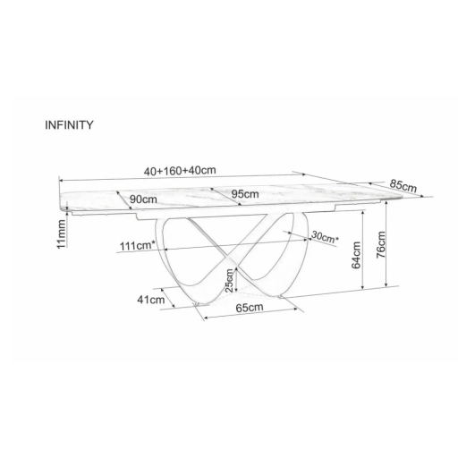 Infinity bővíthető étkezőasztal kerámia bézs/réz 160-240 cm