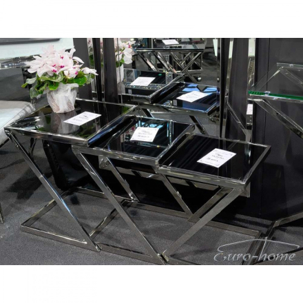 Florio lerakóasztal - virágtartó ezüst-fekete 41x41x52 cm