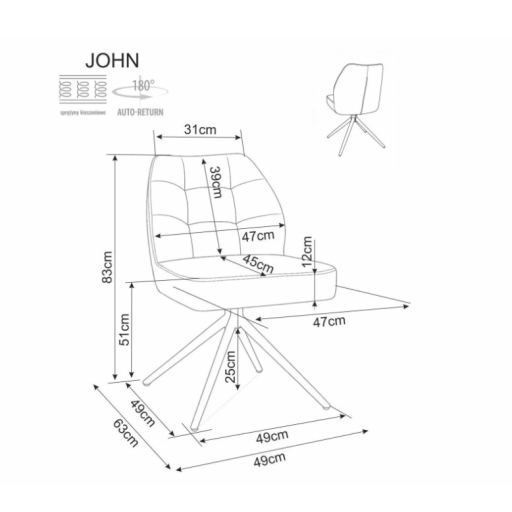 John Raven forgatható étkezőszék bézs/fekete