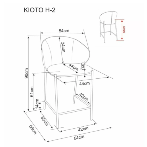 Kioto H-2 bárszék szürke/fekete