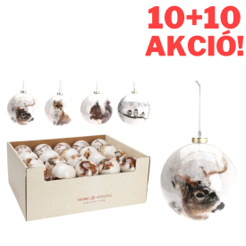 Fox üveg karácsonyi gömb dekoráció többféle állat motívummal  8cm Fox üveg karácsonyi gömb dekoráció többféle állat motívummal  8cm