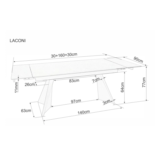 Laconi bővíthető étkezőasztal fehér 160-220 cm
