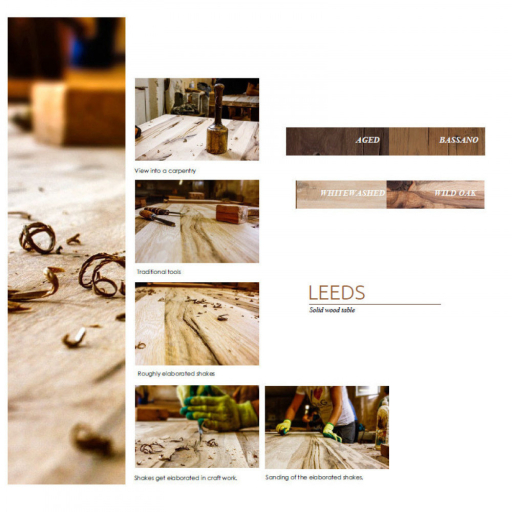 LEEDS Tömör Vad Tölgyfa Étkezőasztal 400x120cm