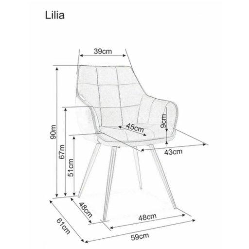 Lilia Velvet étkezőszék fekete