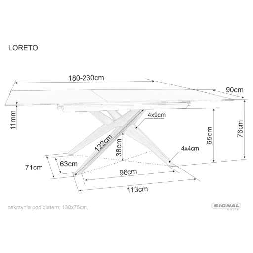 Loreto bővíthető étkezőasztal 180-230 cm