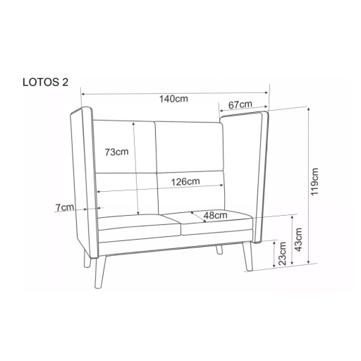 Lotos 2 bársony klubkanapé szürke