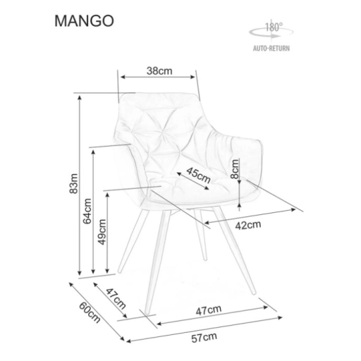 Mango forgatható bársony étkezőszék sötétbézs