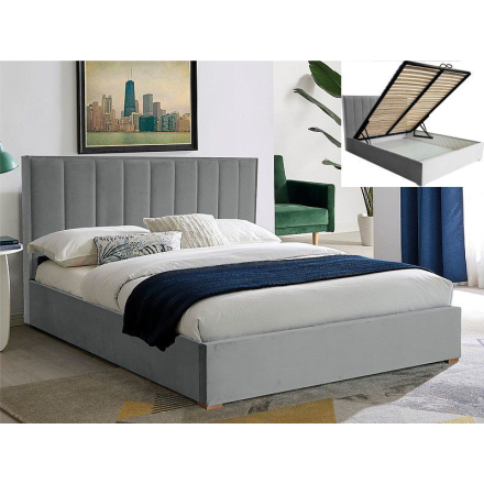Marani Velvet ágyneműtartós ágykeret világosszürke 140cm