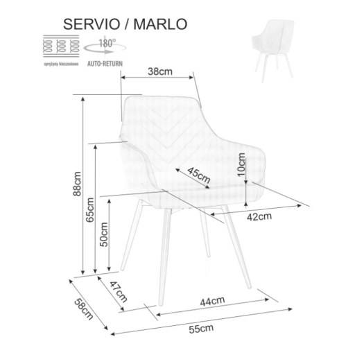 Marlo bársony forgatható étkezőszék sötétbézs