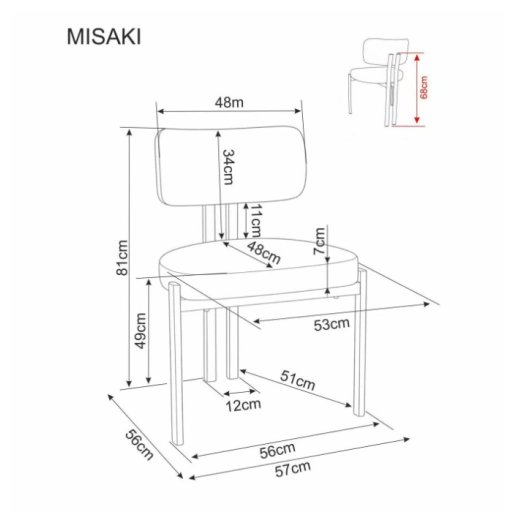 Misaki D étkezőszék bézs/dió