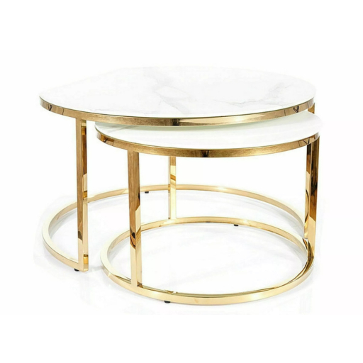 Muse II dohányzóasztal szett arany fehér