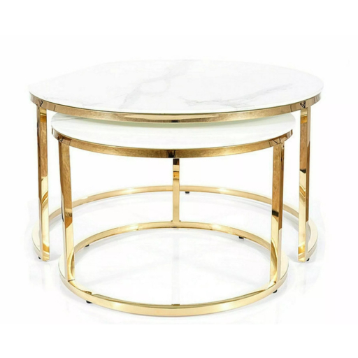 Muse II dohányzóasztal szett arany fehér