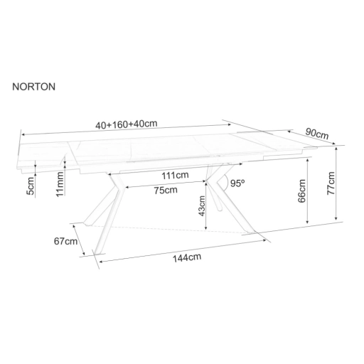 Norton bővíthető étkezőasztal bézs/fekete 160-240 cm