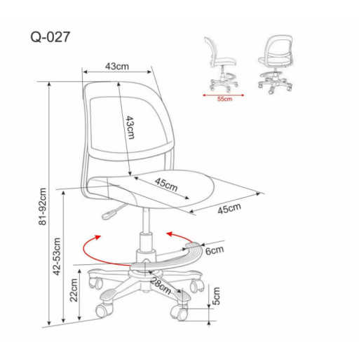 Q-027 forgószék lábtartóval rózsaszín