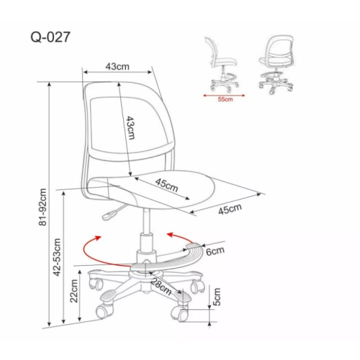Q-027 forgószék lábtartóval szürke